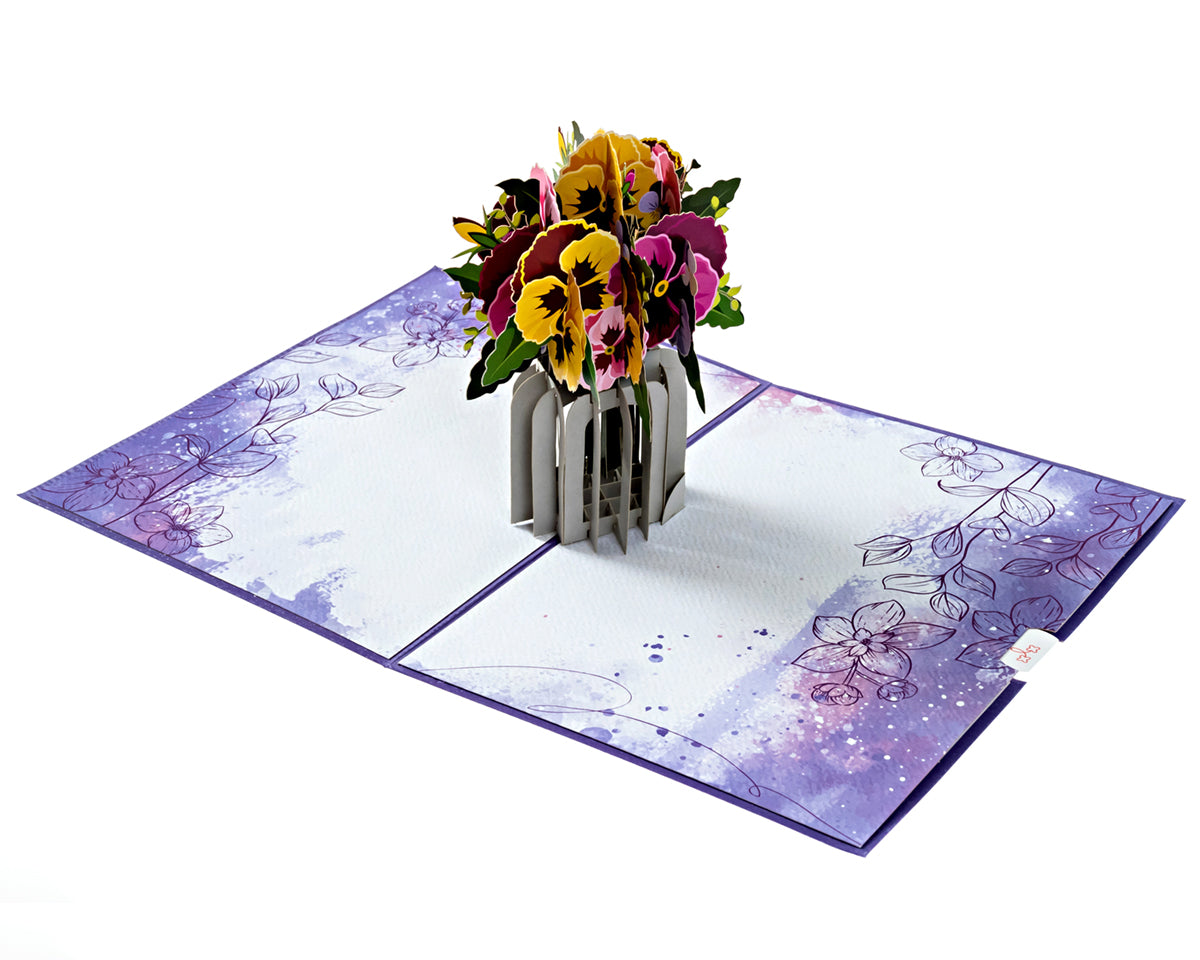 Pansies Flowers Pop Up Card