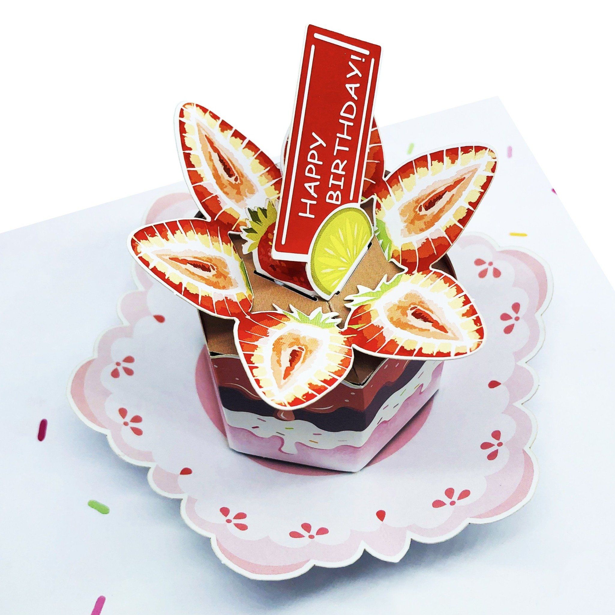 Birthday Pop Up Card Strawberry Cake Anthea Cards 