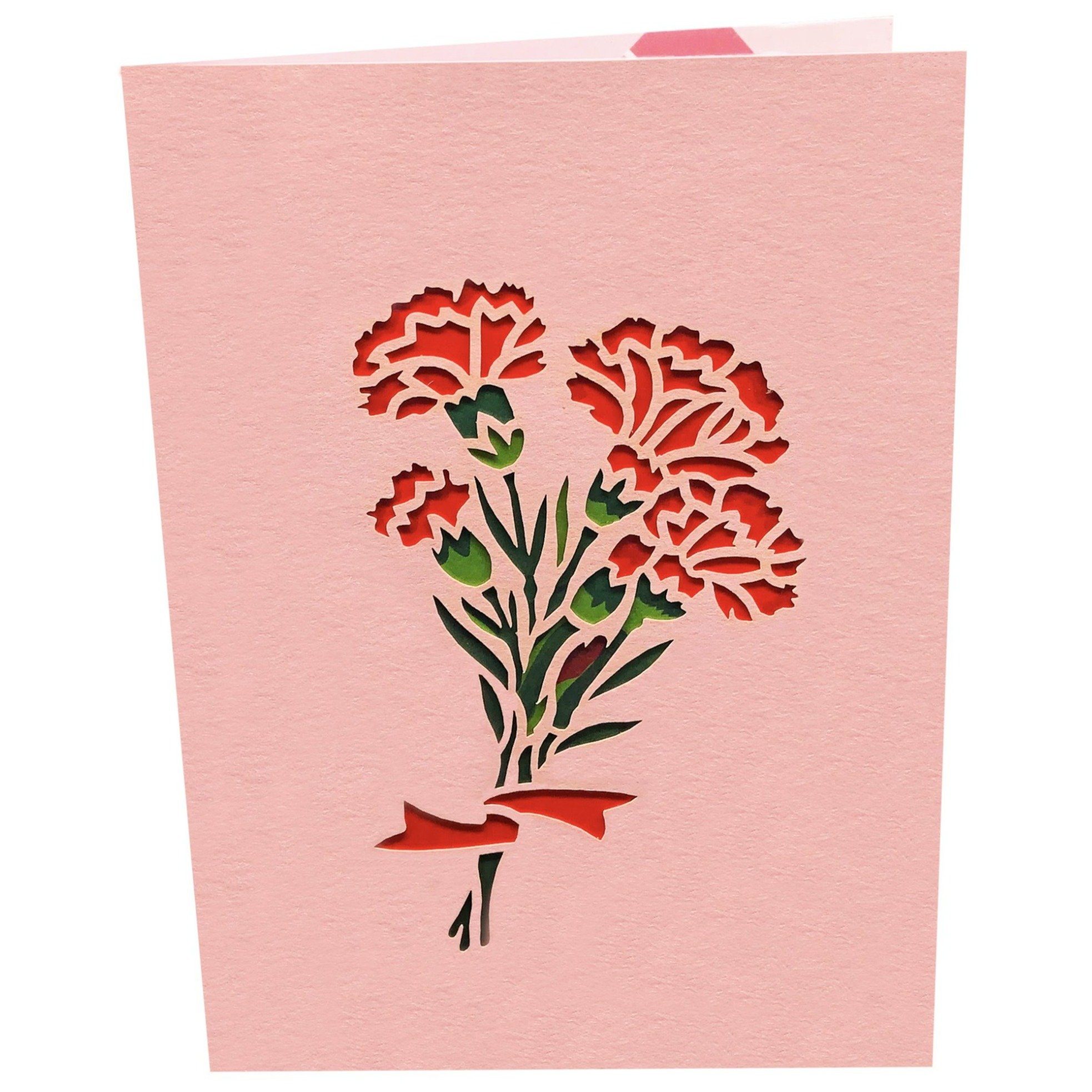 Red Carnation Flower Pop Up Card Anthea Cards 